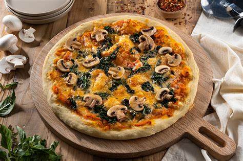 Diversidad de sabores, pizza de champiñones
