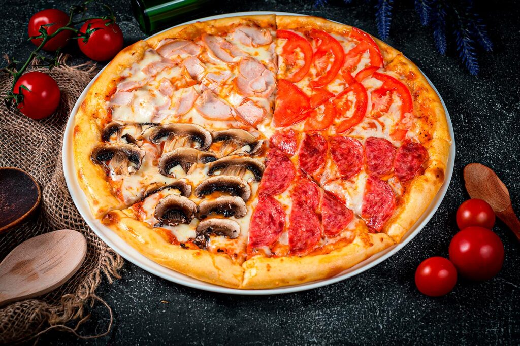 Diversidad de sabores, pizza cuatro estaciones